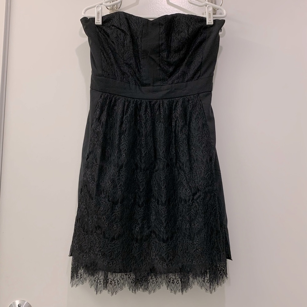 NWT Madewell Broadway & Broome black lace strapless dress